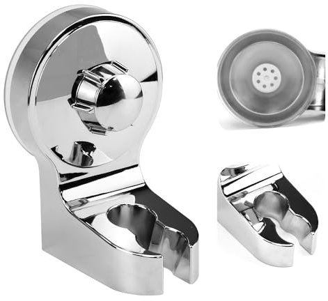 ADERTOS Supporto Doccia Ventosa Supporto per Soffione a Ventosa Diametro 22 mm Senza Foratura Porta Doccino per Doccia a Ventosa in ABS, Argento