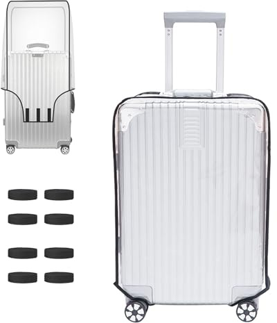 AYNKH 20-30 Inch Travel Luggage Cover Wheel Protector, Clear PVC Waterproof Trolley Protective Set, Suitcase Accessories for Business Trip Daily Using, Anti Friction & Tear Resistance