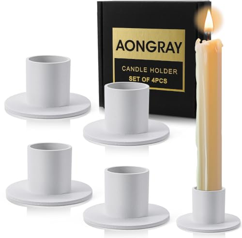 4 Stück Kerzenständer Weiß，Runder Kerzenhalter Stabkerzenhalter für Wohnzimmer, Esszimmer,eine Elegante Raumdekoration,Schlafzimmer Dekoration und Festdekoration(für Kerzen Ø 22 mm)