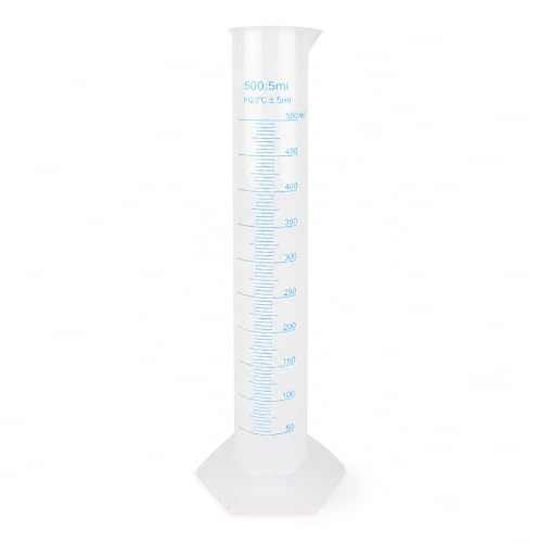 WPKD BLUEIY Plastic Graduated Cylinder Beaker,500ml Measuring Cylinder,Science Measuring Test Tube Flask with Base and Blue Graduation Lines,for Lab(Transparent)
