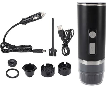 Tyenaza Macchina Caffe Espresso Portatile, Auto Riscaldamento in 3-4 Minuti, Caffettiera Elettrica da Viaggio da 15 Bar con Batteria Ricaricabile Compatibile con Capsule NS e Caffè Macinato