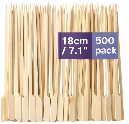 MATANA 500 Stück Holzspieße aus Bambus, Fingerfood Spiesse, 18cm - Schokobrunnen, Schokofondue, Kebab, Burger, Cocktails, Früchte - Buffet, Grillparty, Geburtstage, Picknicks