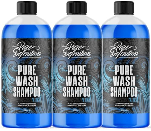 Car Wash Shampoo, PH Neutral, High Foam and Shine, Ultra Slick Gloss Finish 260:1 Concentrate Gloss For Cleaning and Detailing - Pure Definition (3 x 1000ml)