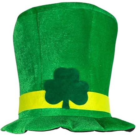 Aublinto St. Patrick's Day hatt, sammetsgrön cylinder klöverhatt St Patricks Day hatt St Patrick's Day kostym St Patricks Day tillbehör för män och kvinnor med klöverblad för karnevalkostymer