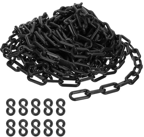 PATIKIL Schwarze Kunststoffkette, 39 ft 8mm Absperrkette Sicherheitsbarriere für Warnsicherheit Parkplatz, Personenkontrolle Zaun Tor Konzert Baustelle Absperrung Von Flächen