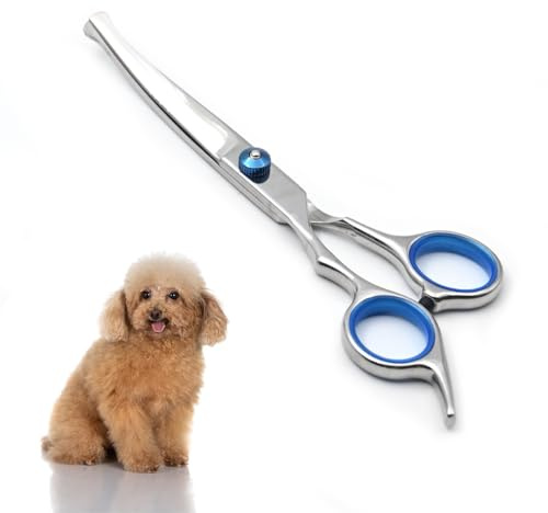 Dog Grooming Scissors Stainless Steel Curved Pet Hair Cutting Trimming Scissor with Safety Round Tip for Pet Dog Cat