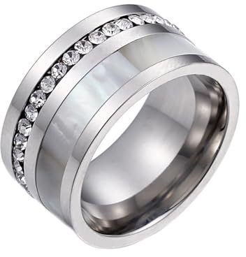 Wycian Freundschaftsringe Beste Freundinnen, Partner Ringe mit Stein Edelstahl Zirkonia Silber Größe 60 (19.1) 12mm Rund mit Zirkonia für Mutter Vatertag