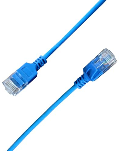 Elfcam® - 10m Ethernet Cat 6A Ultra Slim 10Gbps 32AWG UTP OD2,8mm 500MHz, 10Gb Thin RJ45 Cat 6A Patch Cord per LAN, Router, Modem, Xb Laptop e Server, Blu, 10 Metri