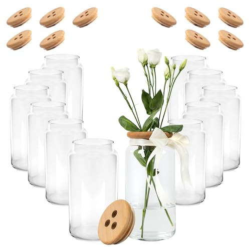 12x Steckvasen - große Wirkung mit wenig Blumen, Tischvasen | Hochzeitsdeko Set mit Blumenvase und Glasvasen für Tischdeko, Event und Feier - sparsam im Blumenverbrauch