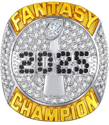 Wonsunte Anello del Campionato di Football Americano Fantasy Football 2025 Trofeo Vincitore Anelli con Scatola Espositiva Regalo per i Fan Appassionati di Sport,11#