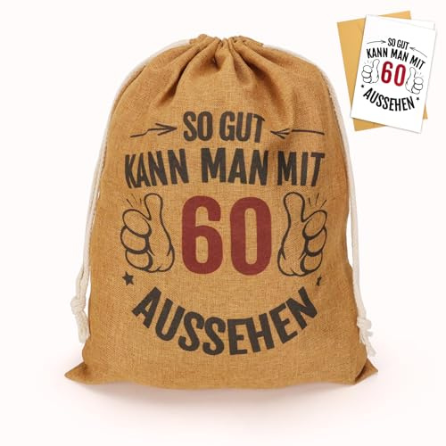 Geschenke 60 Geburtstag Mann Frau, Lustige Geschenkbeutel Mit Geburtstagskarte 60, Witzige Geschenk Zum 60 Geburtstag Mann Frau, Geschenkverpackung Zum 60, Geburtstagsgeschenk 60