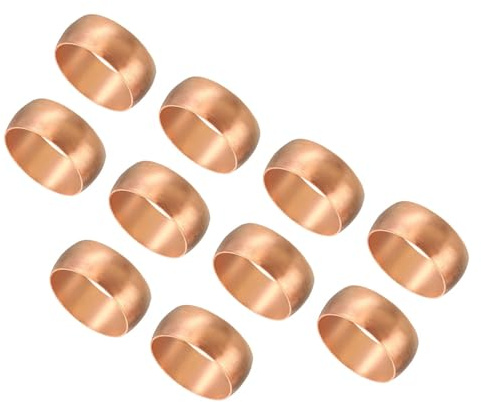 TA-VIGOR 15mm Tube OD Compression Sleeves Ferrules, 10PCS Copper Ferrule Fitting Brass Compression Fittings, Copper Olives Assortment Kit for Oil Water Air Pipe