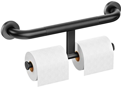 FANHAO 2-in-1-Sicherheits-Haltegriff, Toilettenpapierhalter, 45.5cm | Edelstahl, Trägt bis zu 225 kg, Wandmontierter Badezimmer-Haltegriff aus Edelstahl für Senioren, Menschen mit Behinderung