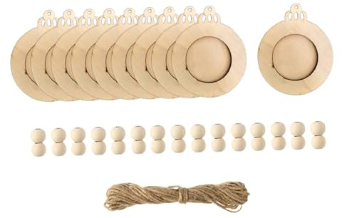 rockible 10 Stück Fotorahmen Anhänger Weihnachten Holz Bilderrahmen DIY Fotoornament Zum Aufhängen für Weihnachtsbaum Schlafzimmer Wohnzimmer Party Dekoration
