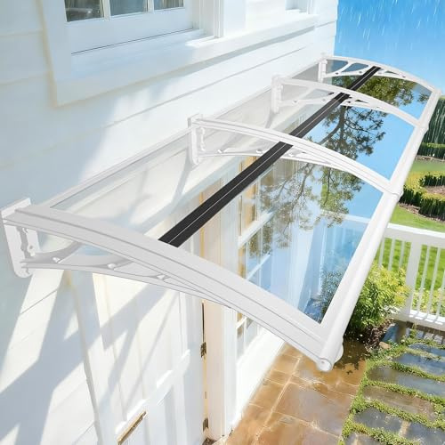 NacstarHome Marquesina Puerta Exterior 100x190cm, Transparente Policarbonato Sólido Resistente Toldo para Puertas Ventanas Entrada, Tejadillo Protección contra Sol y Lluvia