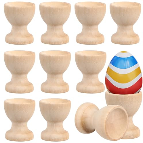 Angoily 24 hueveras de madera, almacenamiento para huevos cocidos, ideal para el desayuno diario, como decoración de Pascua o para manualidades y pintura.