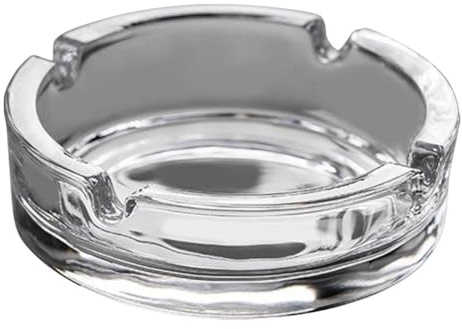 ifundom Posacenere Rotondo da Tavolo in Vetro Trasparente Portacenere per Sigarette Domestico Compatto e Resistente Decorazione Elegante per Soggiorno Ufficio e Casa
