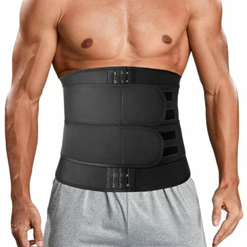 JPXJGT Hombre Fajas Reductoras Moldeadora Waist Trainer Corset Cinturón Abdomen Colombiana Corsé (Size:2XL,Color:Negro)