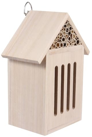 YARNOW Bienenhaus für Garten und Terrasse Sicheres Insektenhotel mit Einzigartigem Design und Natürlichem Material zur Nistförderung und Dekoration