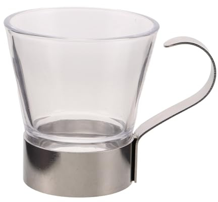 AMUSLESUR Set 1 Tazza da Latte in Vetro con Manico in Acciaio Inossidabile Rimovibile, Capacità Versatile e Supporto Stabile, per Party e Banchetti