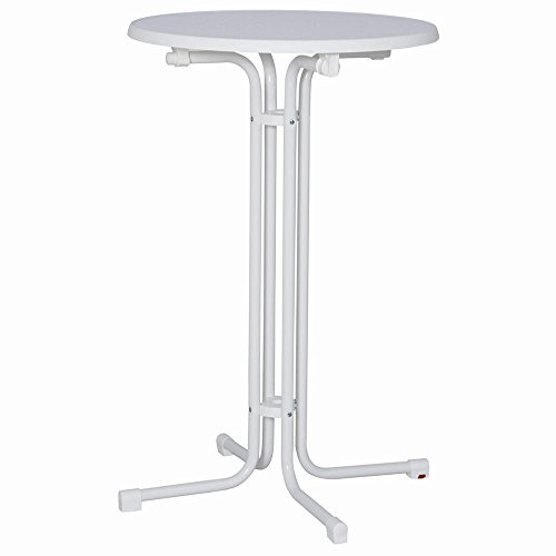 MFG 401470 Stehbiertisch / Stahlrohrgestell weiß, leicht mamoriert, TUV-Sevelitplatte / Ø 70 x 110 cm klappbar