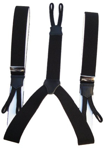 Mesbretelles Bretelles à bouton noires unies Made in France (Noir) finition tresses