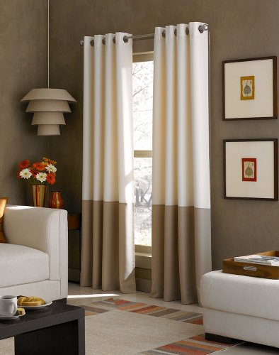 Curtainworks Kendall Tenda a Pannello Color Block con Anelli, White/Dark Grey, 274 cm