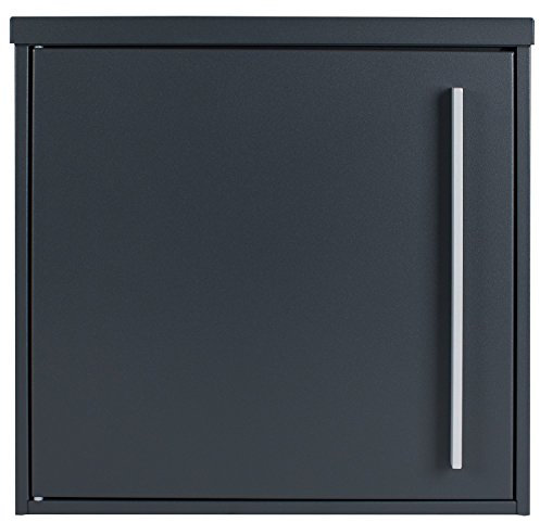 Moderner Briefkasten anthrazit-grau (RAL 7016) MOCAVI Box 101 Postkasten wetterfest, rostfrei, deutsche Qualität, Edelstahl-Namensschild, groß, Din A4, Wandbriefkasten modern, hochwertig und robust