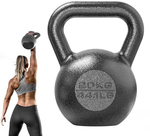 PROIRON Gjutjärn kettlebell, vikt för hemmagym, fitness och viktträning (4-24 kg) (1 x 20 kg)