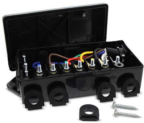 ABN Electrical Wire Connector Junction Box 1-Pack for Trailer, Camper, RV Light – 7 Gang/Pole Automotive Wiring Rewiring