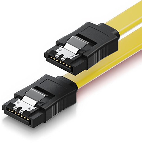 deleyCON 0,30m Cavo SATA III Cavo Dati S-ATA 3 for SSD HDD Cavo di Collegamento Clip in Metallo 6 Gb/s 2 Connettori Diritti Tipo L - Giallo