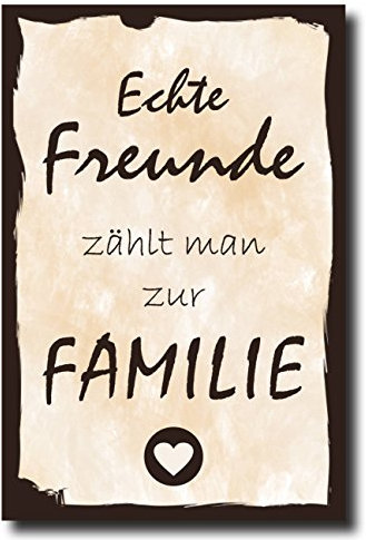 Homeyourself Holzschild Dekoschild Echte Freunde zählt Man zur Familie mit Spruch 20x30cm Shabby Chic Vintage Wandschild Türschild Holzbild Holztafel Bild