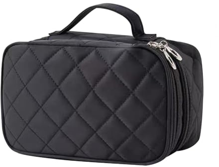LKMY Trousse de Maquillage Professionnelle Multifonction 2 Couches étanche avec Compartiment à Brosse Miroir 20 x 12 x 8 cm