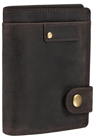 STILORD 'Milo' Vintage Ledergeldbörse Herren/Portemonnaie mit Druckknopf/Brieftasche/Geldbörse Hochformat Antik Leder, Farbe:dunkel - braun
