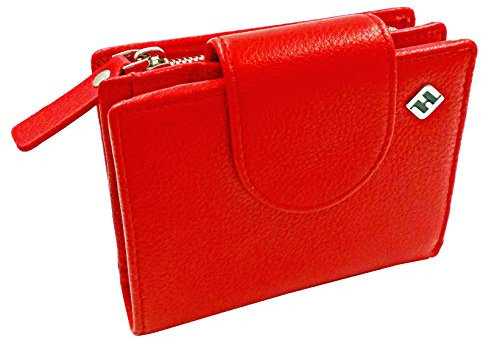 RFID Geldbörse Damen Leder, rot - RFID Schutz, Münzfach | Portemonnaie klein, Portmonee, Geldbeutel, Brieftasche, Damenbörse, Damengeldbörse, Damenportemonnaie, Damengeldbeutel, NFC Damen Geldtasche