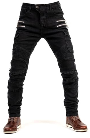 oFzimTo Pantalon Moto Hombre con Protecciones, Pantalon Vaquero Moto, Segunda Generación de Equipos de Protección Mejorados, Marcado CE (EN1621-1:2037)