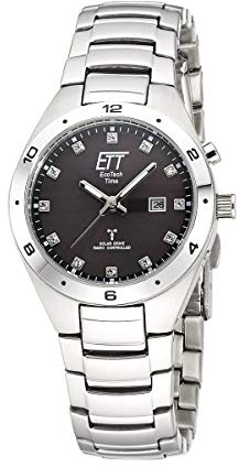 ETT Eco Tech Time Funk Solar Damen Uhr Analog mit Edelstahl Armband ELS-11442-21M