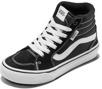 Vans Size 12, Filmore Sneaker Black & White Girls' & Boys' Trainers, Suede & Canvas Lace Up Shoes, Unisex High Tops Children's Trainers, Lightweight Sports Shoes Active Wear Range (12 UK)