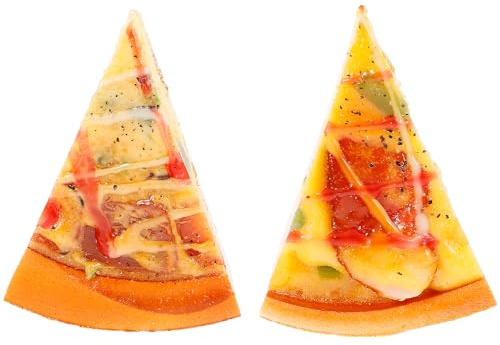 2pcs Simulation Pizza Slice Models, Realistic PU Pizza Slice Decoration, Artificial Props for Photography, Home Kitchen Display, Party Decoration