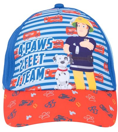 United Labels Feuerwehrmann Sam Cap für Kinder, Blau Rot, 4 Paws 2 Feet 1 Team, Basecap verstellbar, Kappe für Jungen