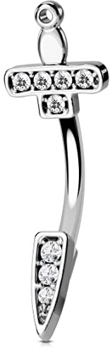 OUFER 16G Dagger Rook Piercings Daith Helix Earring Cartilage Clear CZ Eyebrow Lip Ring Silver Curved Barbell Bar 316L Surgical Steel Tragus Stud Conch Earrings Body Jewellery