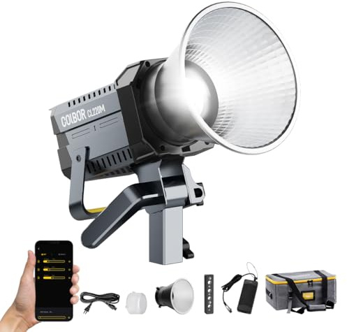 Luce Video, COLBOR CL220M PRO 220W Video Light 5600K Daylight CRI96+ 58,100Lux@1m COB Luce Studio con APP Attacco Bowens 7 Effetti di Illuminazione per Fotografia