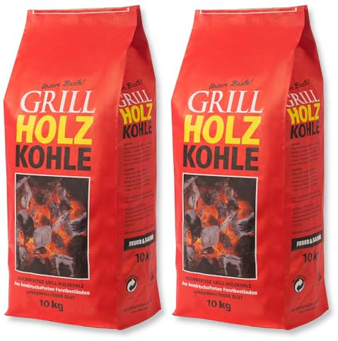 20kg Premium Holzkohle Unsere Beste 100% Made IN Germany Grillkohle Grillbriketts für Kugelgrill Holzkohlegrill Smoker Briketts Grill Kohle
