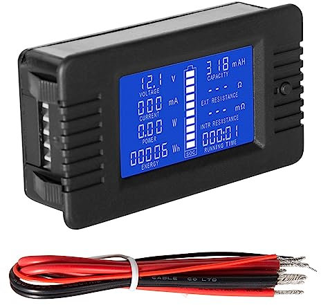 Jadeshay Battery Tester, PZEM-013 DC 0-200V 10A Digital Battery Tester Ammeter Voltmeter Power Energy Resistance Meter