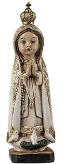 DRW Figura Virgen de Fatima Infantil de Resina Pintada a Mano 4x4x13 cm