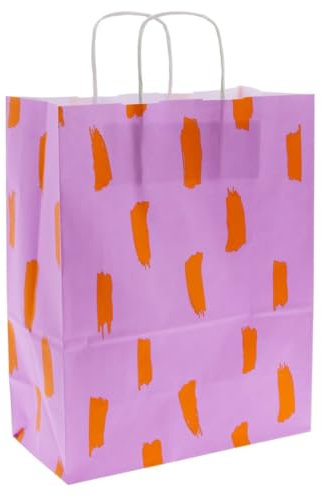 50x Papiertüten Brushstrokes A4 - Papiertragetaschen - 12 x 25 x 31 cm - Lila;Orange - 50 stück