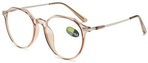 VEVESMUNDO Blaulichtfilter Lesebrillen Metall Groß Rund Nerdbrille Anti Blaulicht Brillen Damen Herren +0.5,+1.0,+1.5,+2.0,+2.5,+3.0,+3.5,+4.0