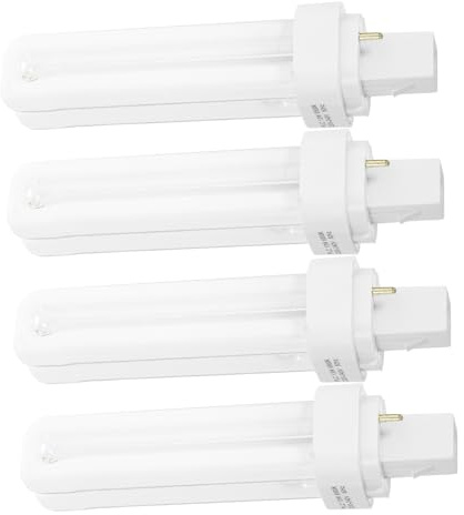UPKOCH Pack de 4 Bombillas G24d-3 de 13w Doble Tubo y Base de 2 Pines, Lámparas Fluorescentes Compactas Enchufables sin Parpadeo para Uso en Baño y Oficina