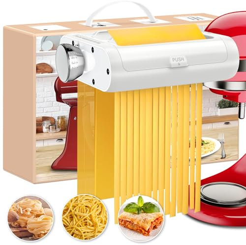 Pasta Maker Attachment for KitchenAid Stand Mixers 3 in 1 Pasta Machine Includes Pasta Sheet Roller - Spaghetti & Fettuccine Cutters with Cleaning Brush - Premium Accessories for Homemade Pasta