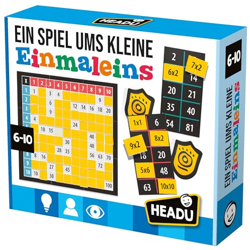 Headu „EIN Spiel ums kleine Einmaleins – Wer rechnet am schnellsten?“ 1x1 Lernen für Kinder im Alter von 6-10 Jahren, Kartenspiel Einmaleins Lernspiel für die ganze Familie für 2-10 Spieler (DE58998)